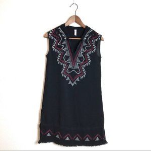 Xhiliration Embroidered Fringe Tunic Dress